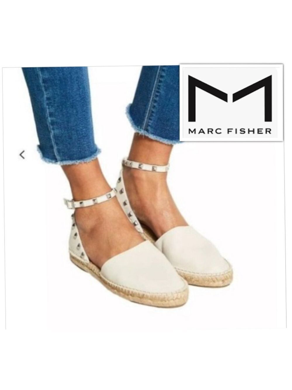 Mark Fisher Graze 2 Grunge Glam Gold Studded Vegan Leather espadrille Sandal 10M